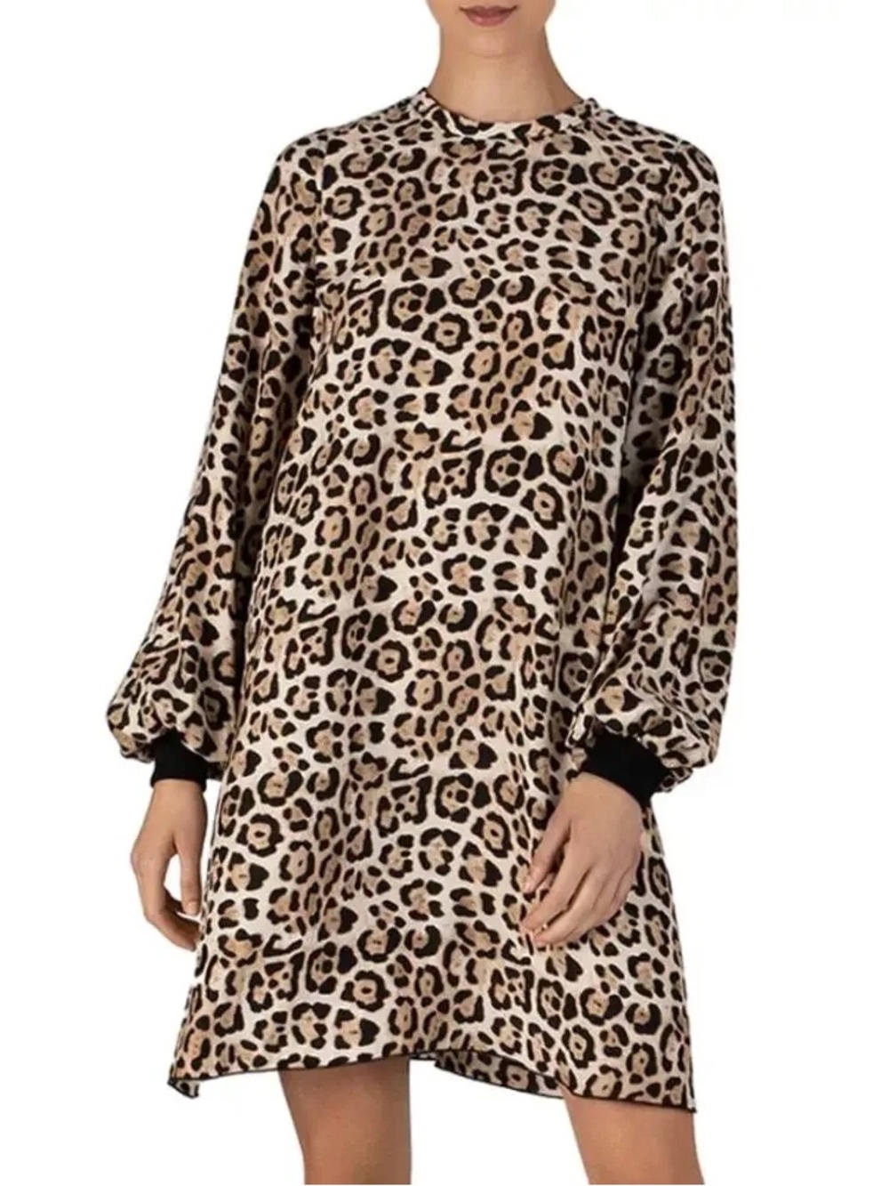 ATM Anthony Thomas Melillo Leopard Print Silk Charmeuse Mini Dress | Size Medium
